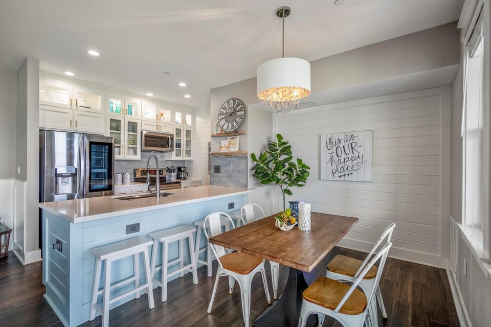 Eat at counter in galley kitchen.