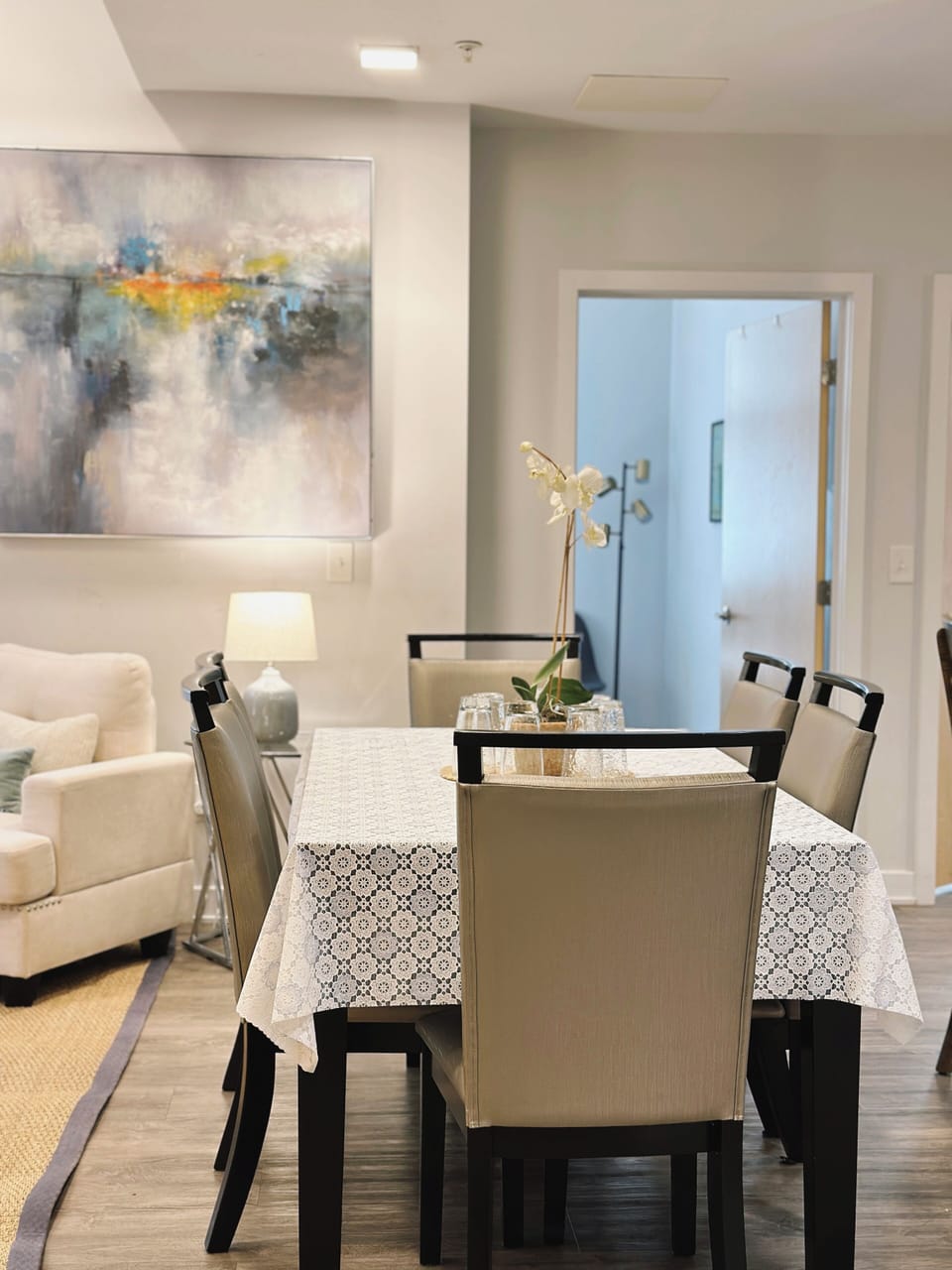 Elegant dining setup perfect for family or friends.