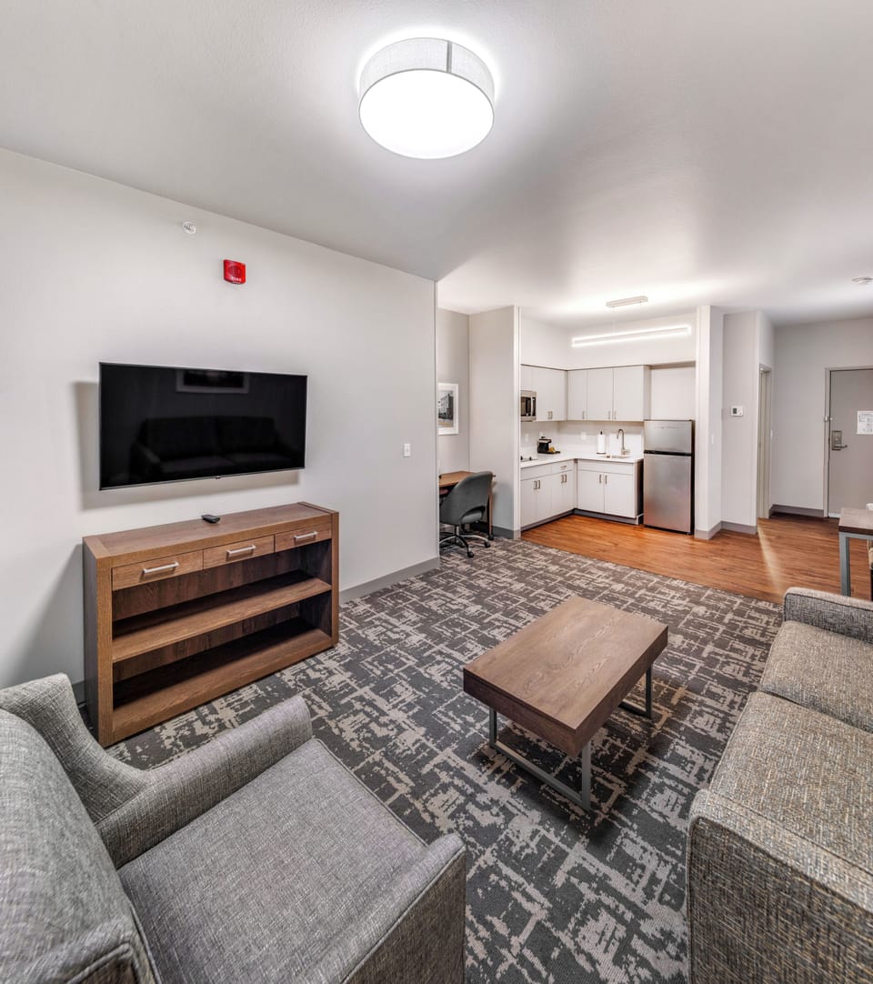 50-inch flat-screen TV with satellite channels, Netflix