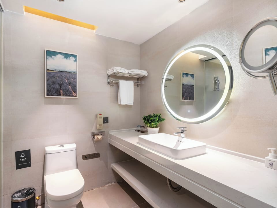 Business Double Room, City View | Bathroom | Shower, rainfall showerhead, free toiletries, hair dryer