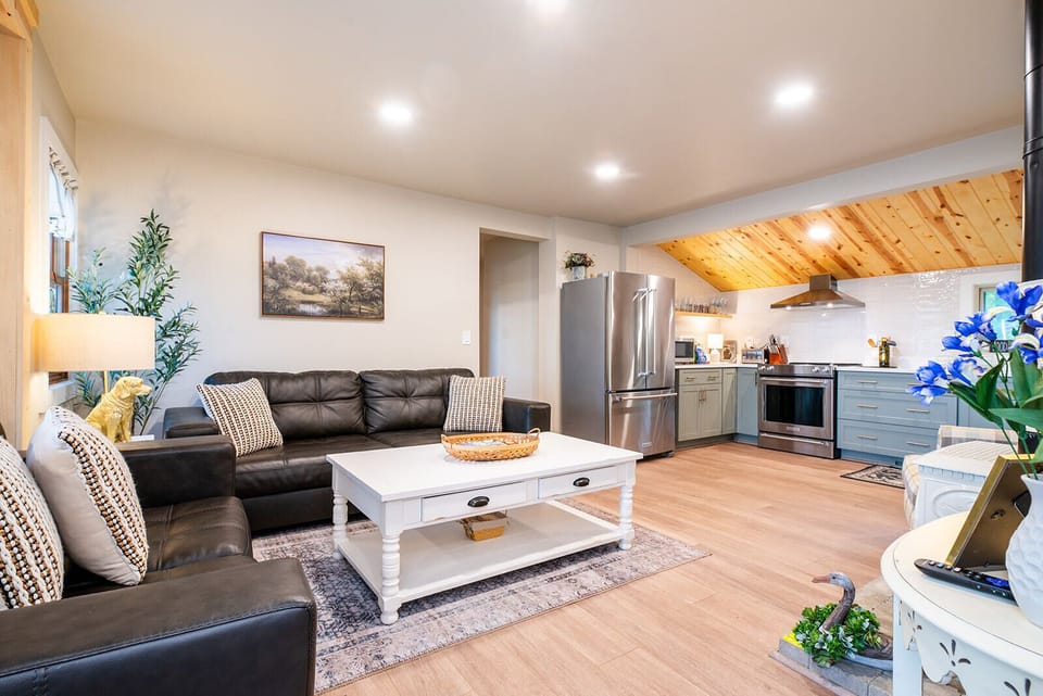Living room and kitchen flow seamlessly together