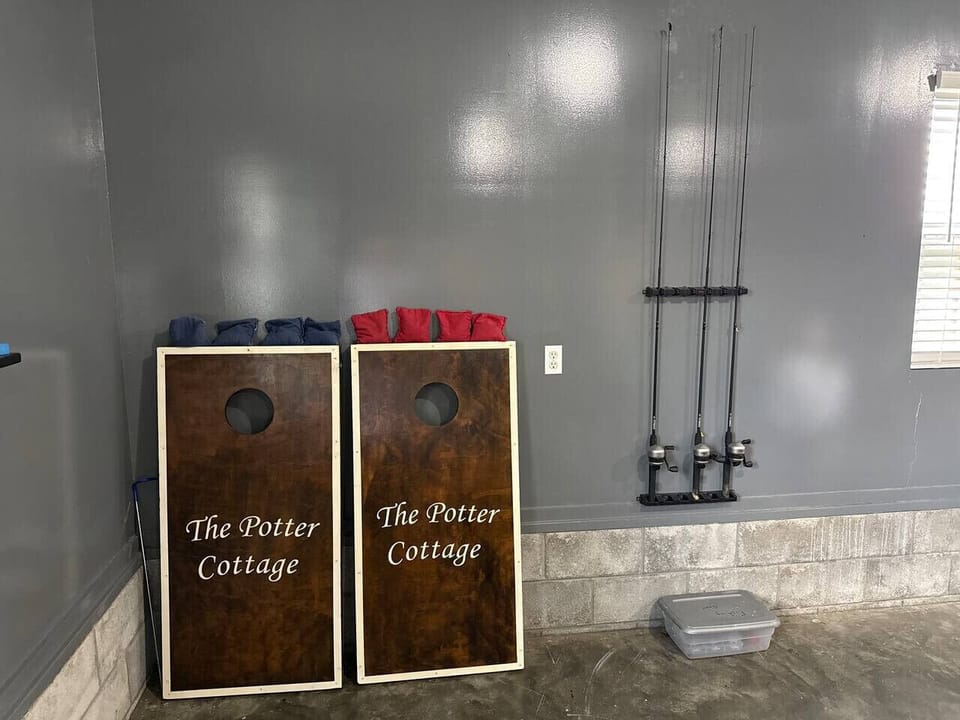 Fishing and Cornhole in Game Room