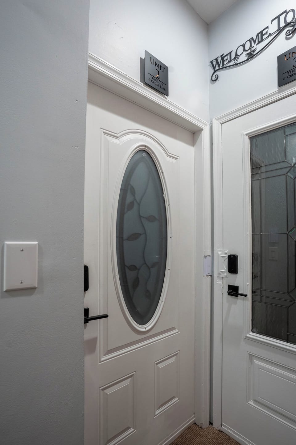 Private unit entrance to The Loft at Cedar Park.