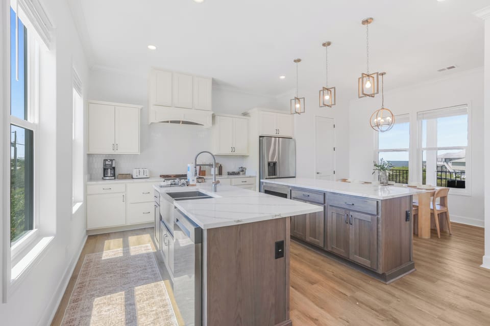 Sunlight pours into the kitchen, creating a bright and cheerful space to cook!