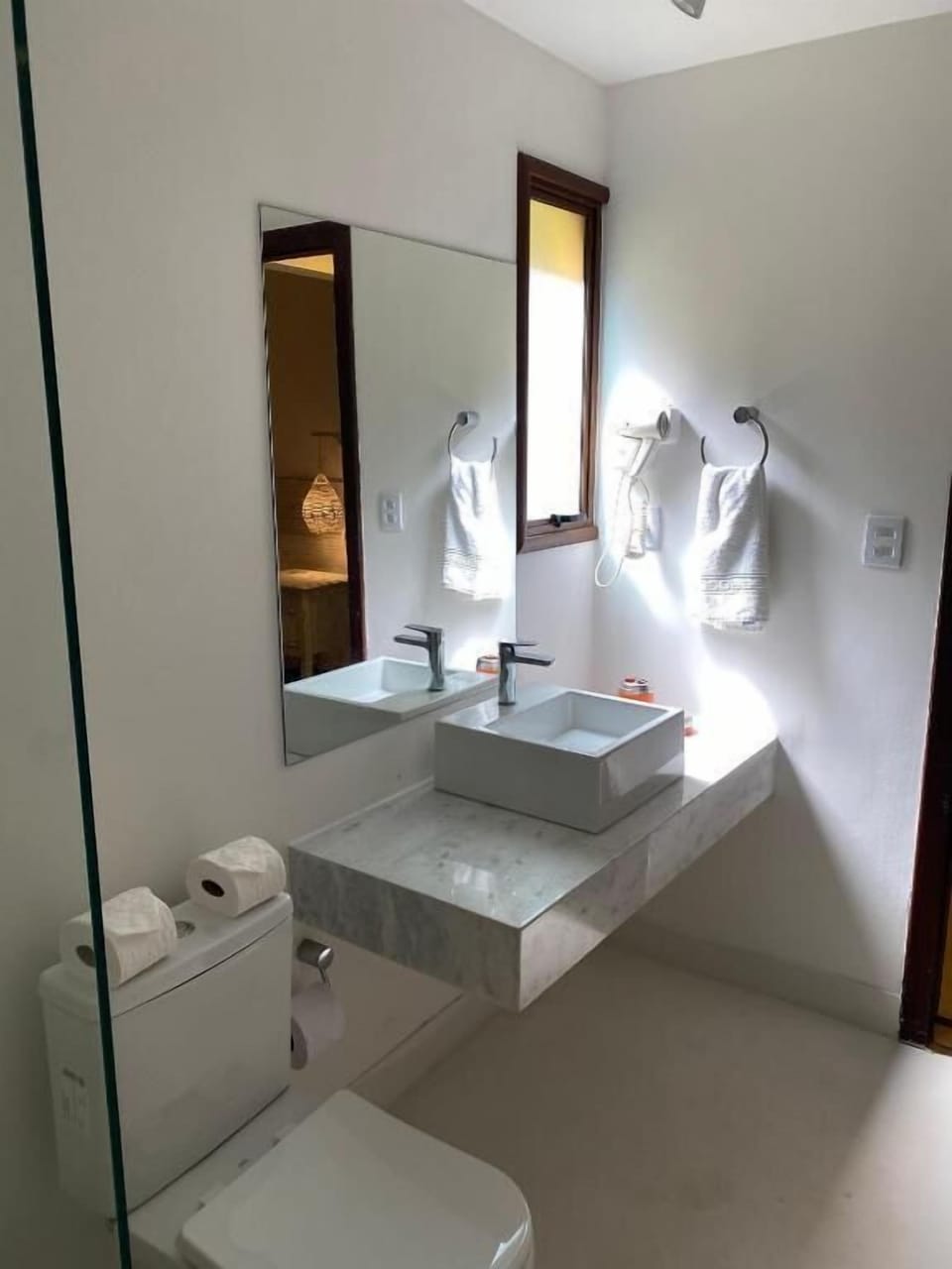 Shower, towels, soap, shampoo