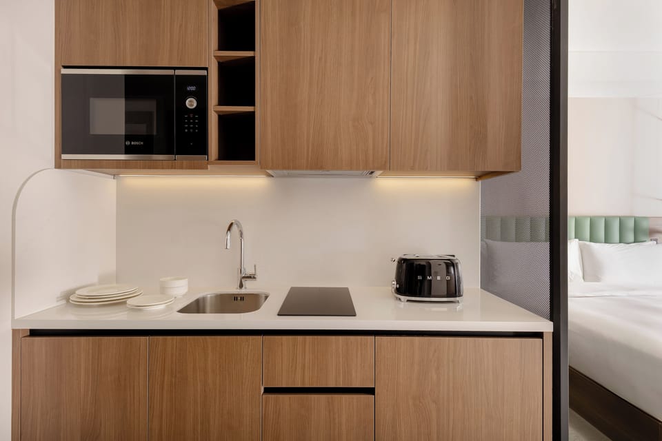 Studio, 1 King Bed | Private kitchen | Shared microwave, electric kettle, eco-friendly cleaning products