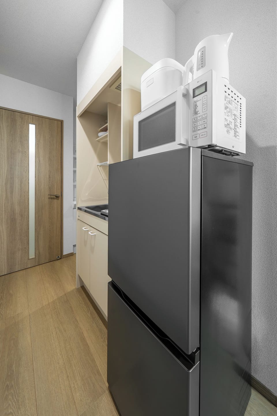 Fridge, microwave, toaster, rice cooker