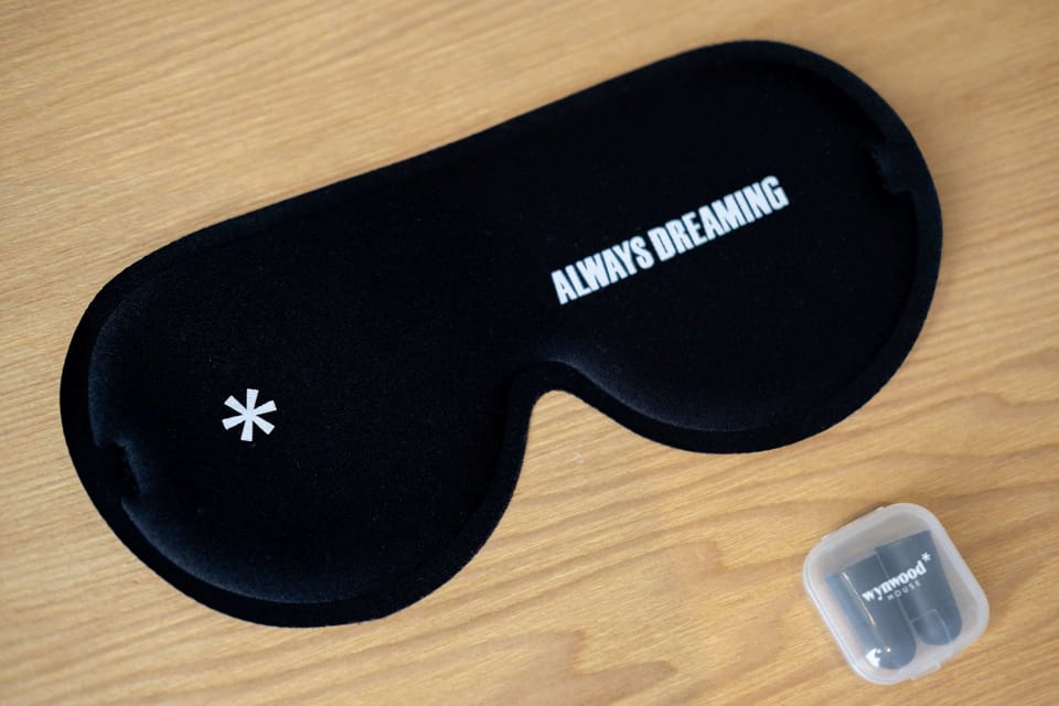 Complimentary sleep mask for a restful night