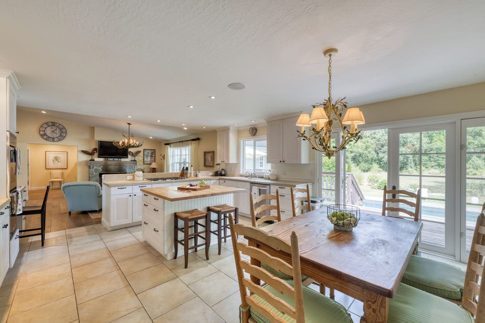 Spacious kitchen island perfect for prep and casual dining.