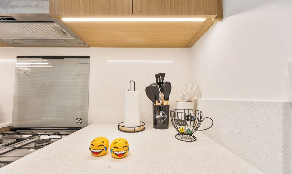 Standard Apartment, City View | Private kitchen | Full-size fridge, microwave, oven, stovetop
