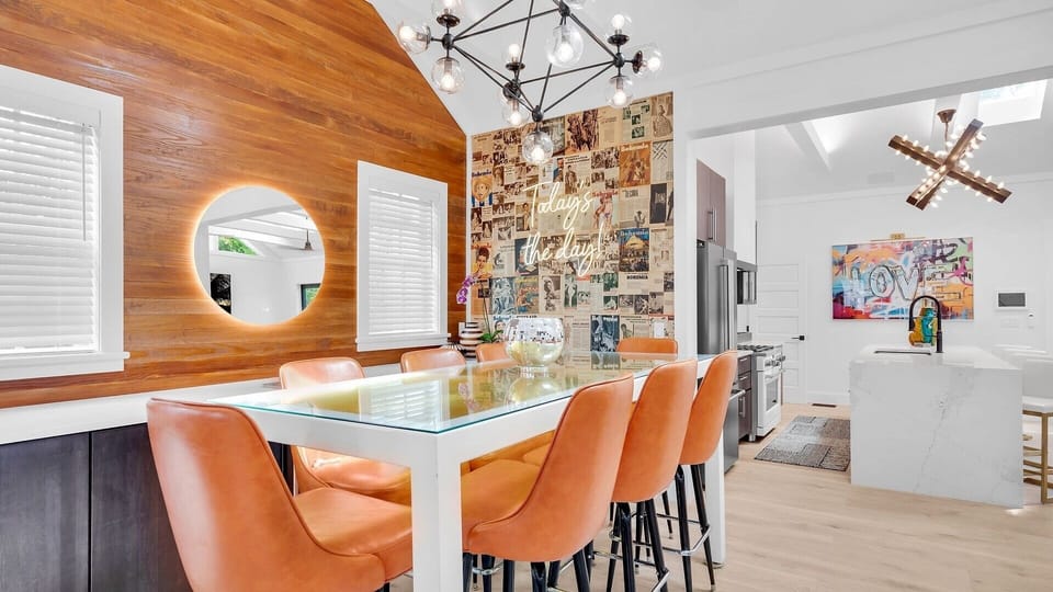 The unique accent wall, designed using excerpts from the legendary Cuban magazine Bohemia!...