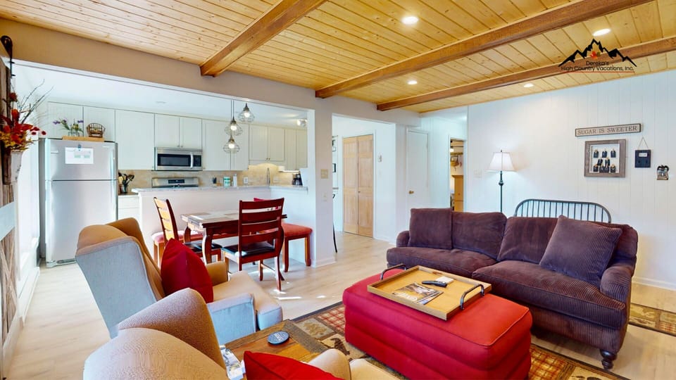 Living Room & Dining Area with Laundry Closet in Kitchen area