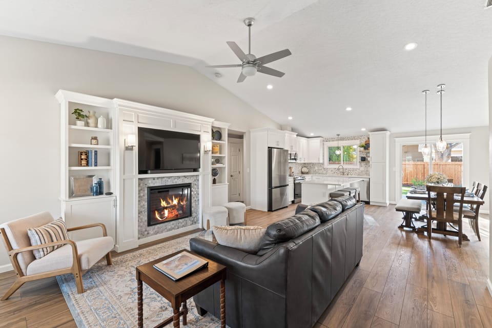 Spacious living room flows into dining room/kitchen so everyone join in!