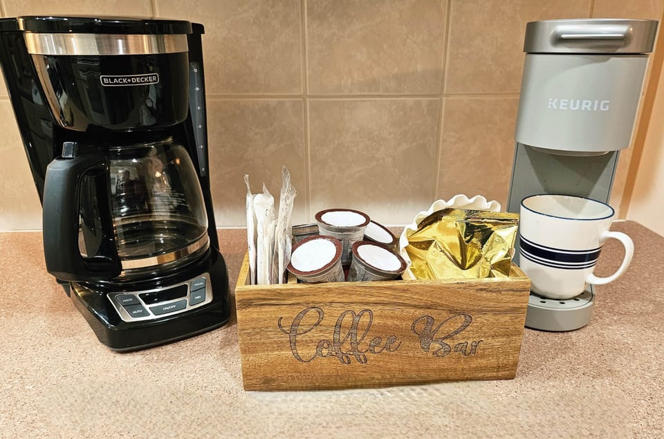 Hosts provide a coffee bar with complimentary K-cups and drip coffee from Finger Lakes Roasters!