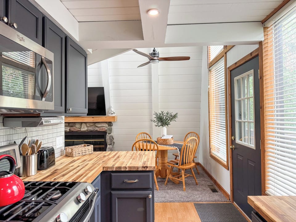 Lovely kitchen leading into the dining and living room areas