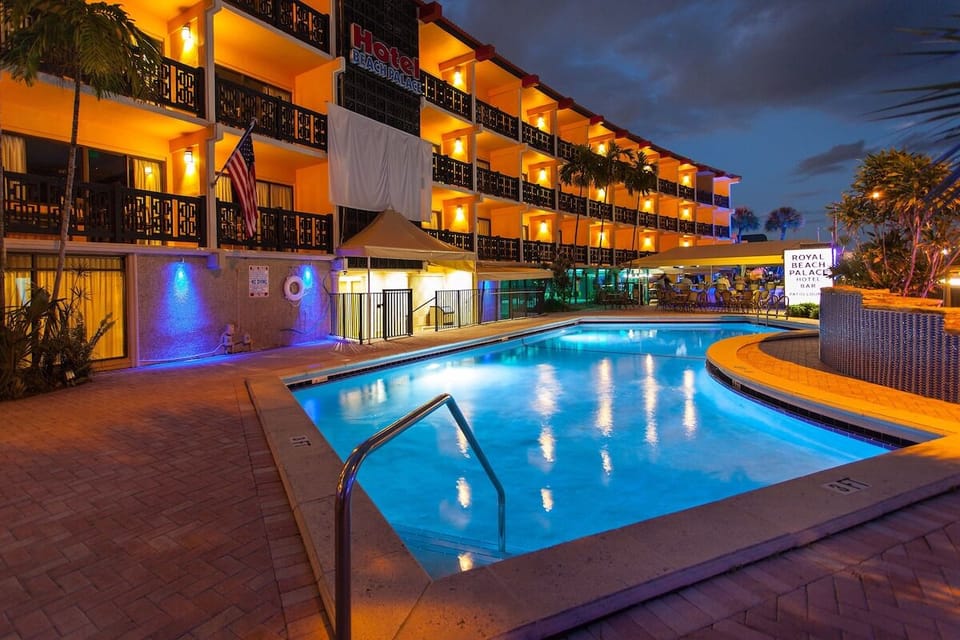 Slip into a sunset dip in the softly lit pool.