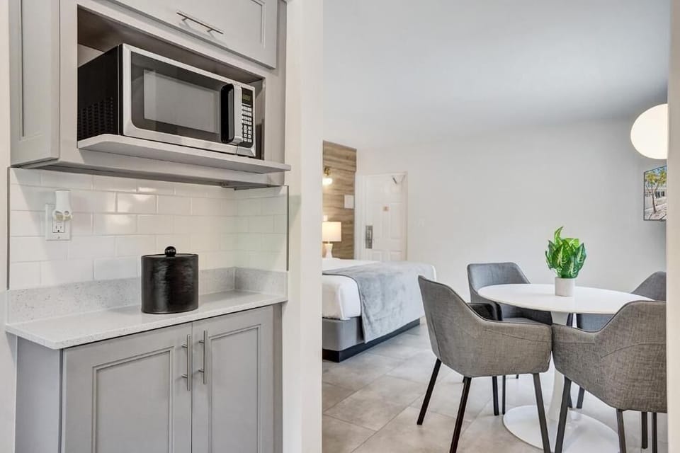 Gather for easy meals steps from your cozy bed.