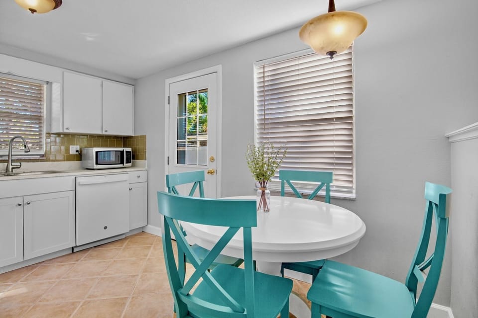 Indoor dining table with seating