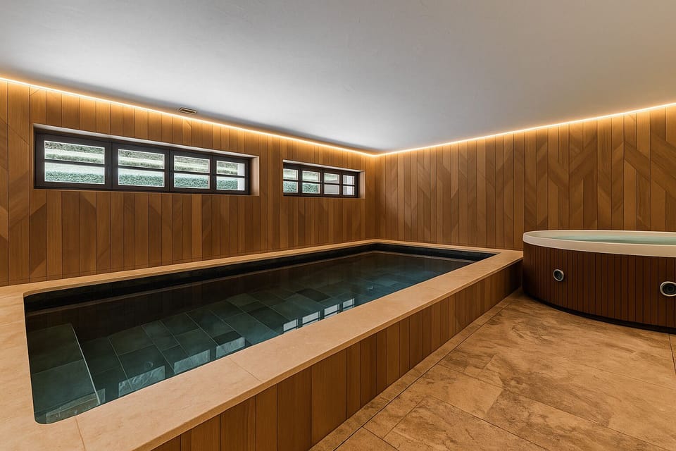Sauna, hot tub, steam room, 1 treatment room, massages