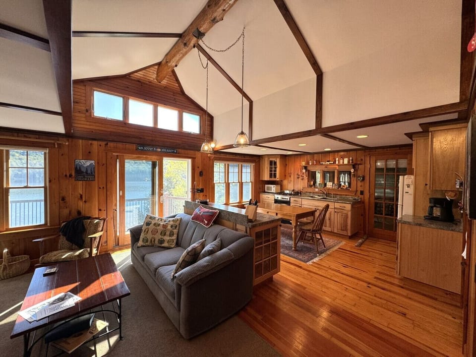 Living/Dining and Kitchen up to rear deck facing Lake