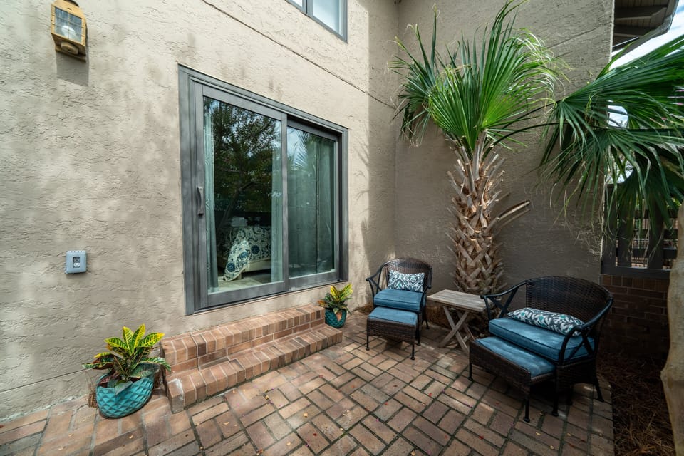 Outdoor patio accessible from the primary bedroom.