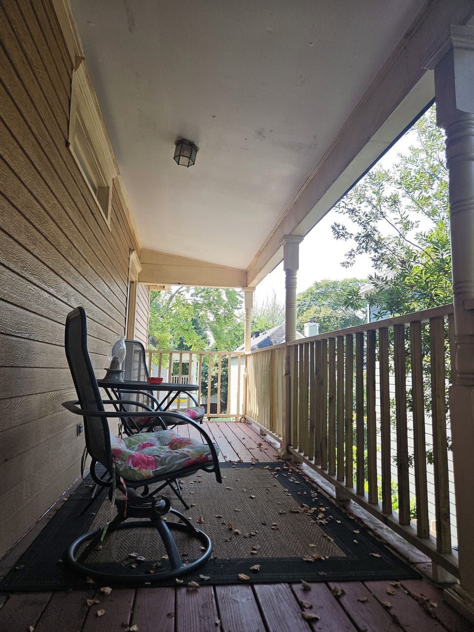 Relax on the full balcony running front room to room. 