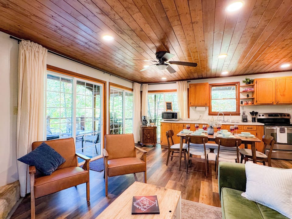 living room and dining area