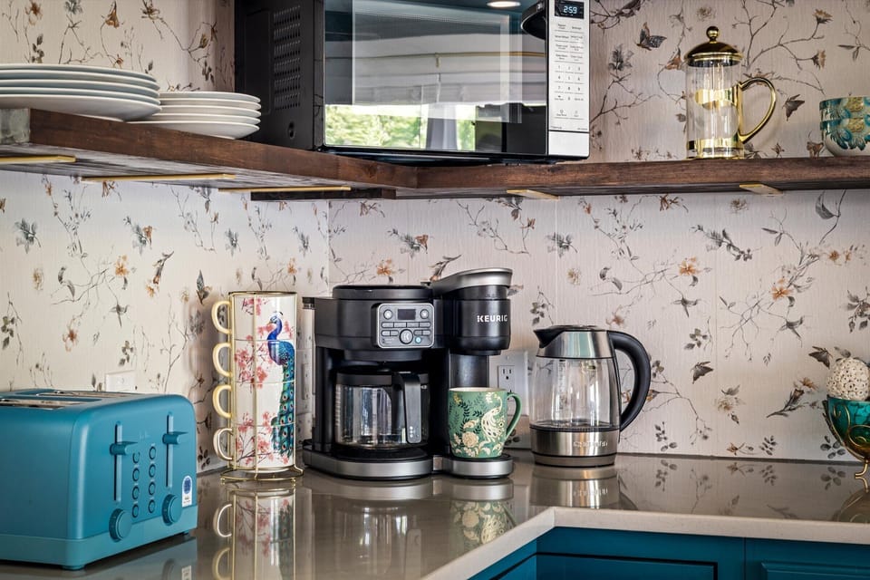 A fully stocked coffee station helps make mornings easy and enjoyable.