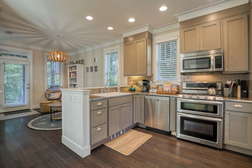 The kitchen is an open floor plan with the living room. 