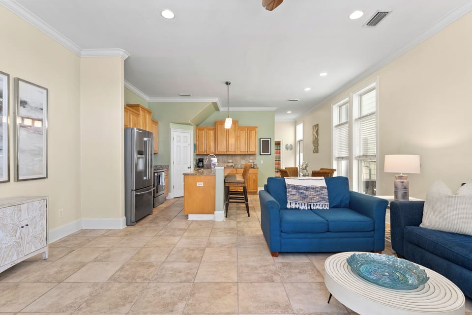 When you enter the home, you come into the spacious great room with a wonderfully high ceiling.
