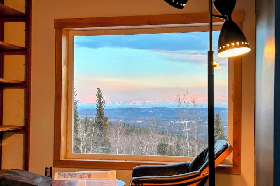 Mount Hayes view on our third floor living room.