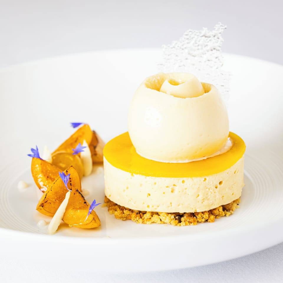 French cuisine, garden views 