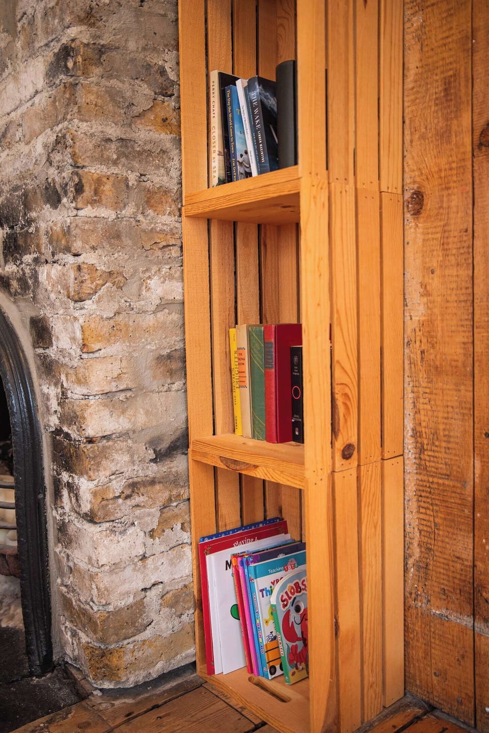 Cozy reading nook with books