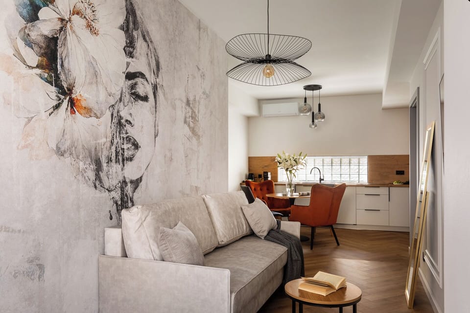 Design Apartment | Private kitchenette | Coffee/tea maker, electric kettle, highchair, spices