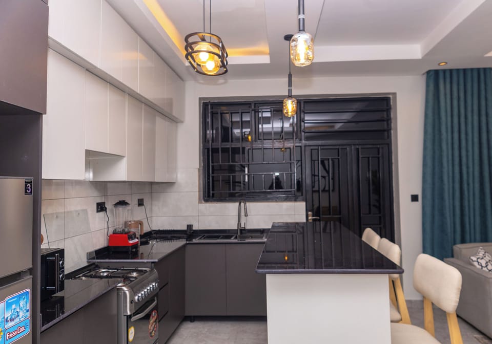 Deluxe Apartment, 2 Bedrooms, Balcony, City View | Private kitchen | Fridge, microwave, oven, stovetop