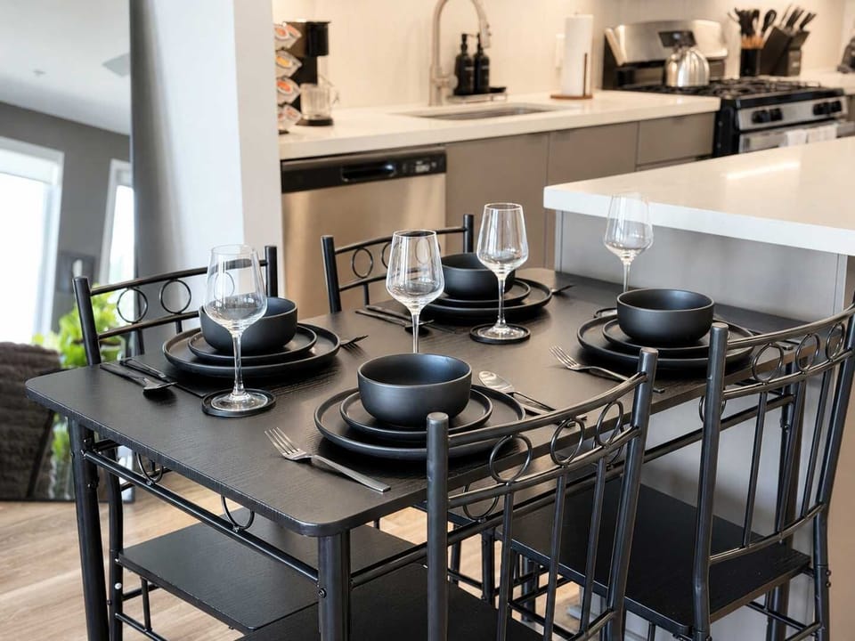 Modern Dining table and chairs for four in a Warm, Welcoming Setting