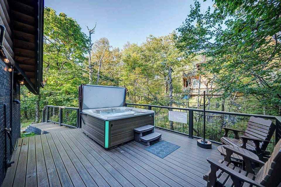Private hot tub with mountain views