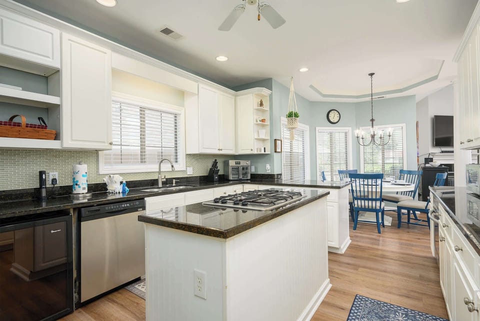 Chefs kitchen with granite counters 