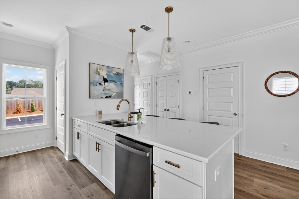 Indoors, Kitchen, Sink, Floor, Flooring