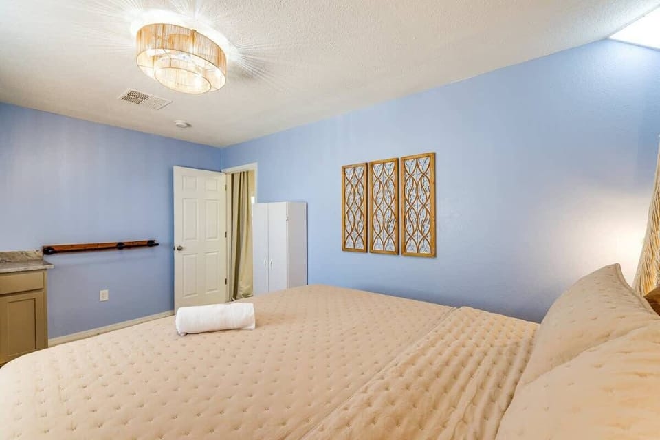 Relaxing bedroom with a spacious king bed.