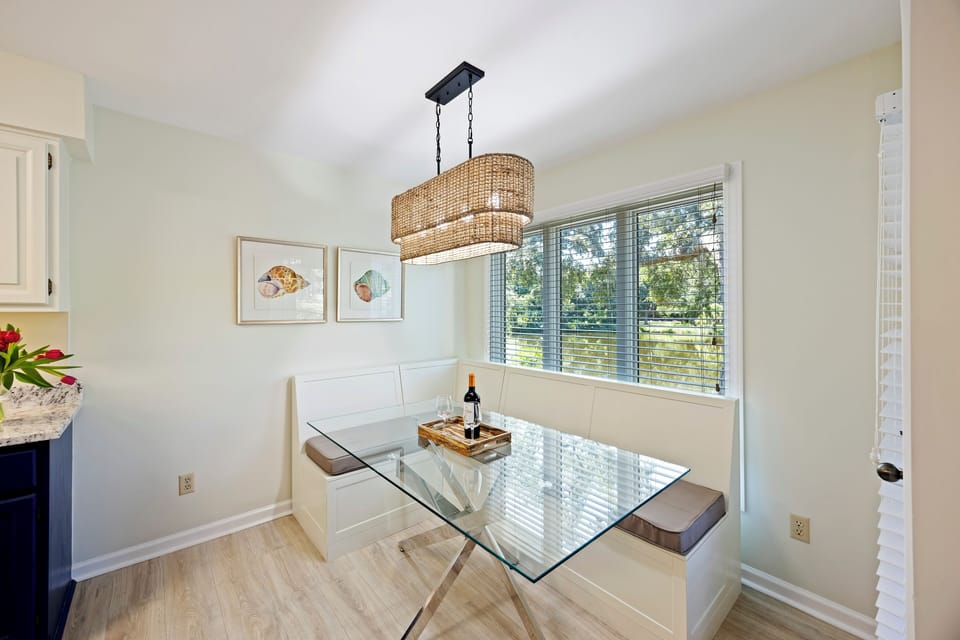 Bench style dining table