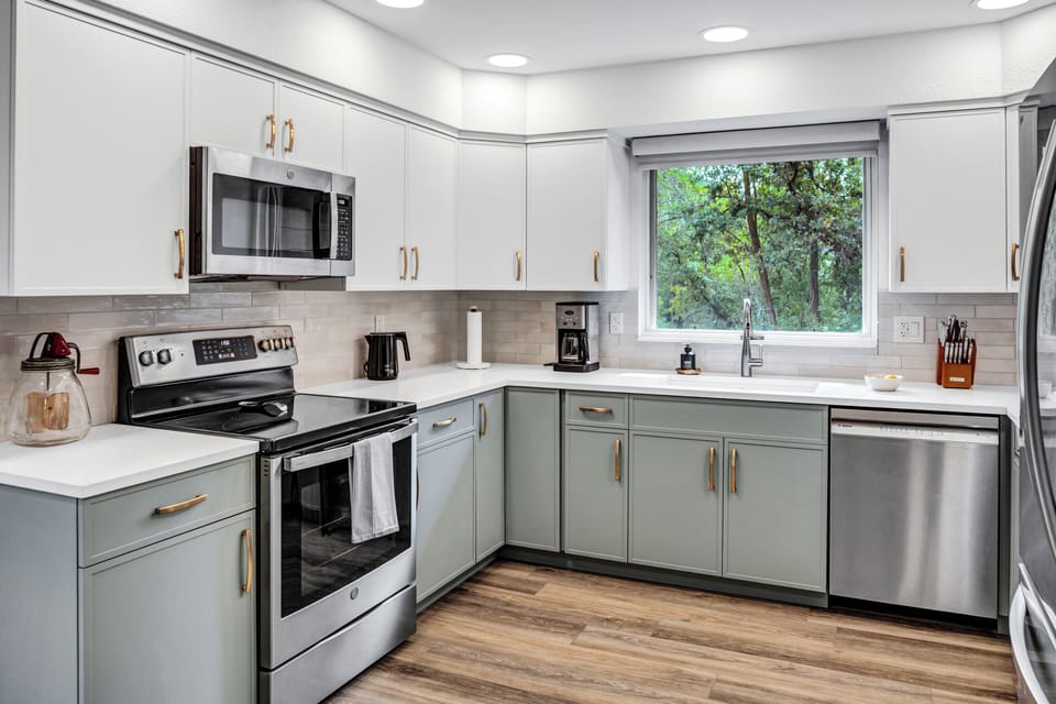 You're on vacation... go ahead & eat out! (the kitchen's ready when you need it)