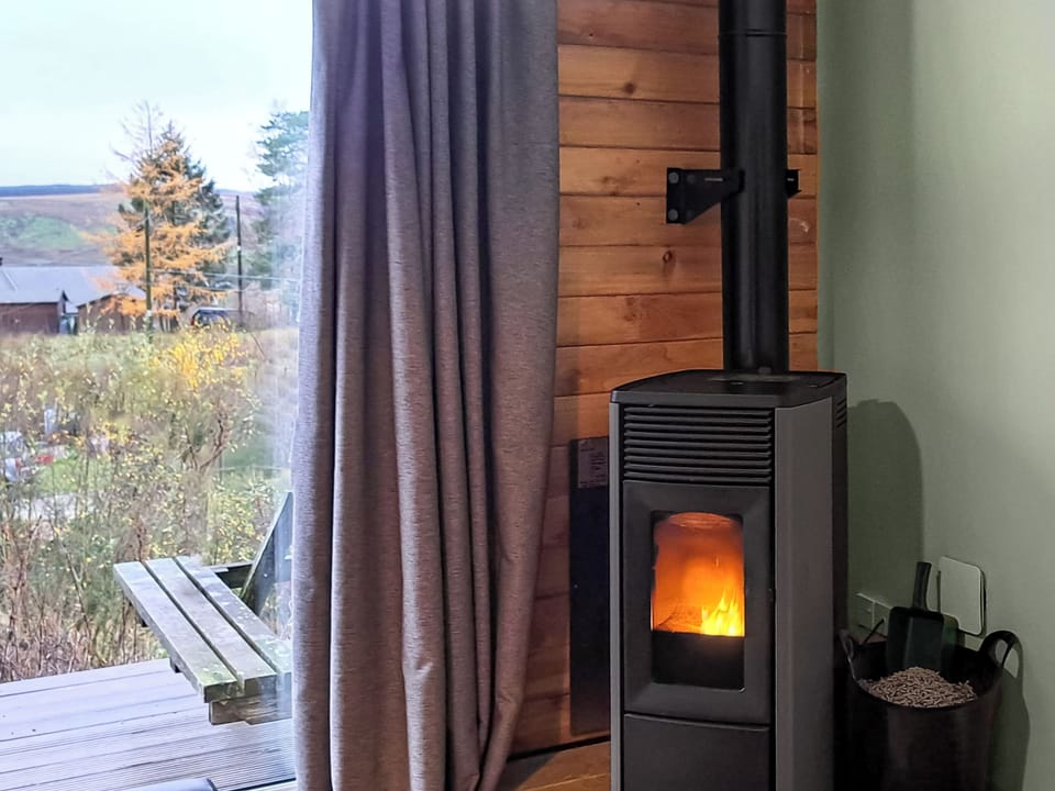 Biomass Stove, Veranda and View. | Mars 4 - Tarset Tor, Hexham, near Bellingham