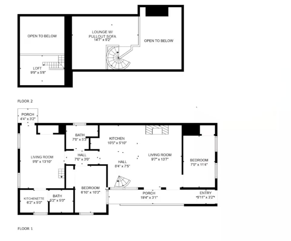 1st Floor + Loft Floor Plans 