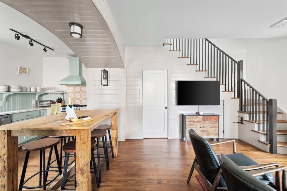 View of the dining and living area