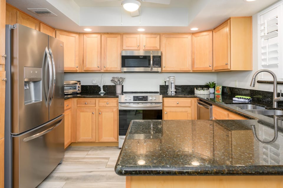 Fully stocked kitchen for your stay.