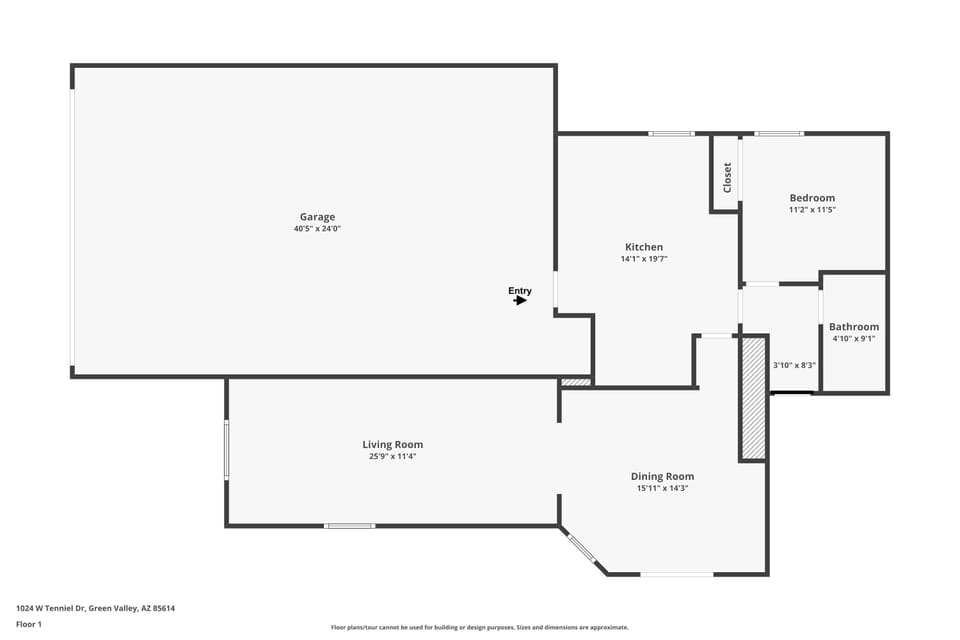 Casita Floor Plan: Note Casita Entry is through shared garage.