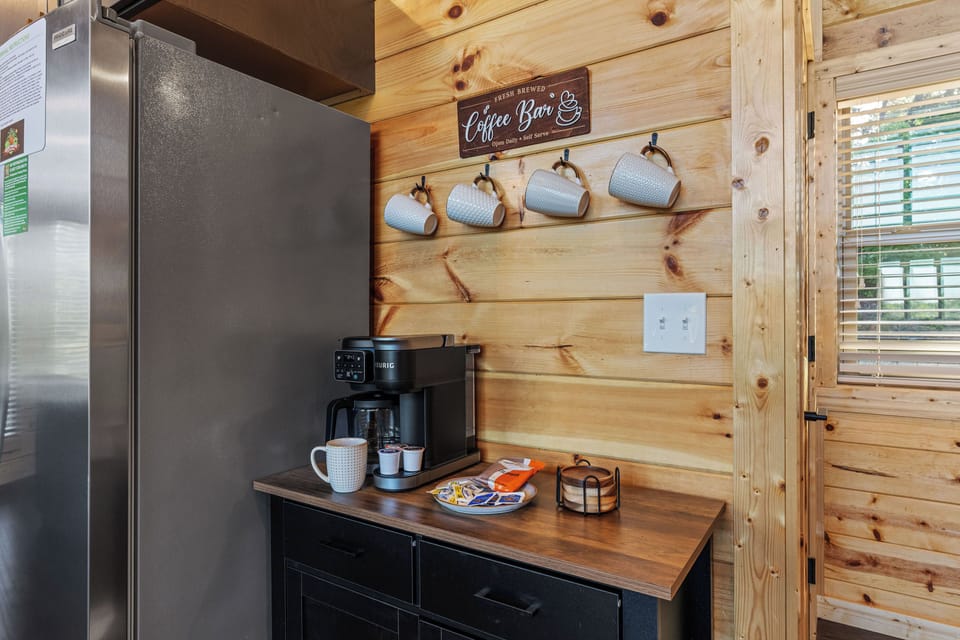 Coffee station with 12 cup coffee pot and Kuerig combo