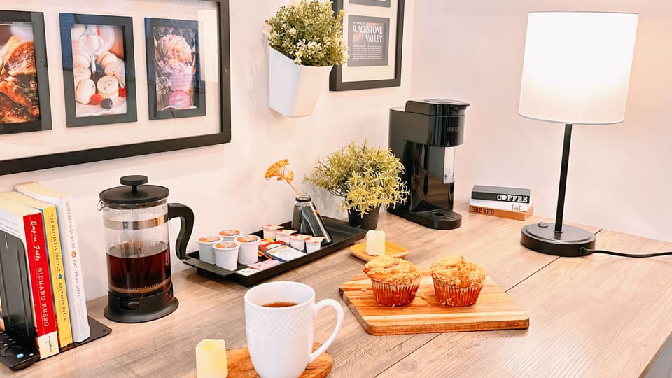 Morning coffee setup with fresh pastries to start your day right.