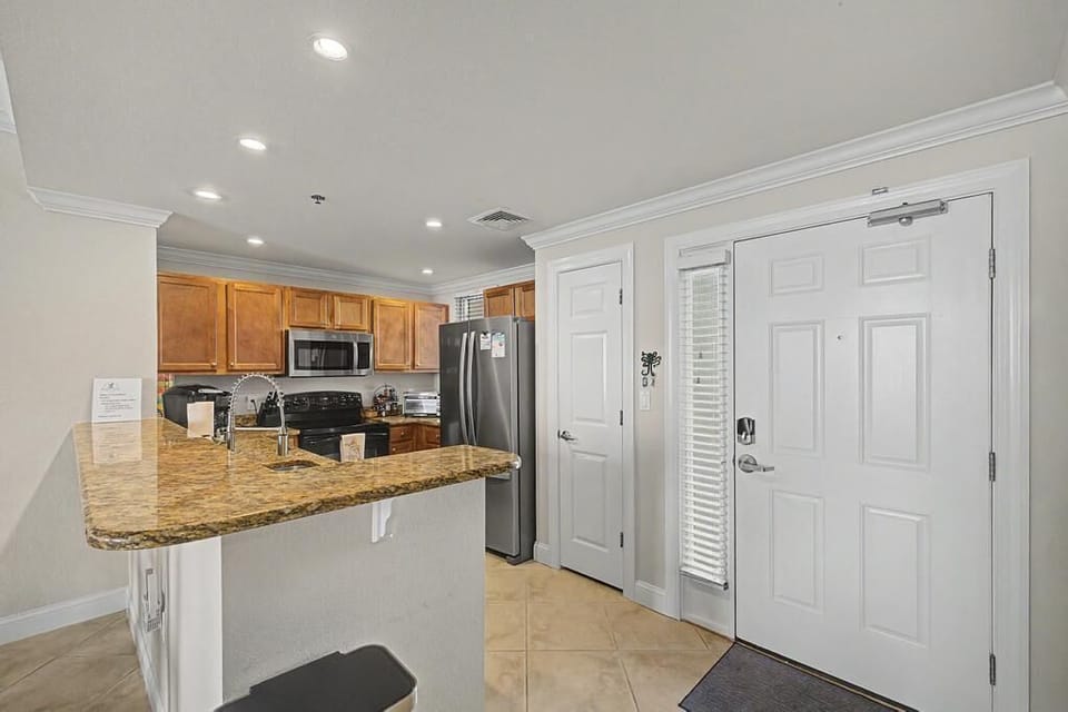 Fully equipped kitchen with Keurig, coffee pot, blender, microwave and all accessories needed for a wonderful holiday